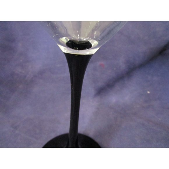 Black Stem Claret Wine Glasses A Pair Cristal DArques Domino Signature France EU - Picture 7 of 16